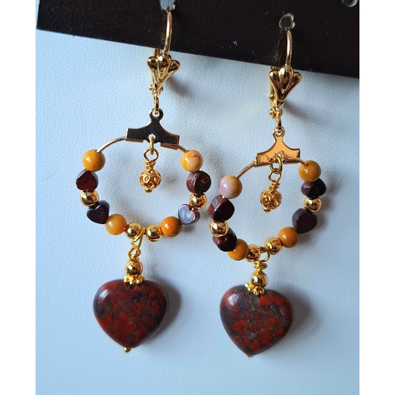 Boucles d'oreilles jaspes poppy et mokaite COEURS DE LYS, création Martine Portelli Boucles d'oreilles jaspes poppy et mokaite COEURS DE LYS, création Martine Portelli