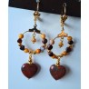 Boucles d'oreilles jaspes poppy et mokaite COEURS DE LYS, création Martine Portelli