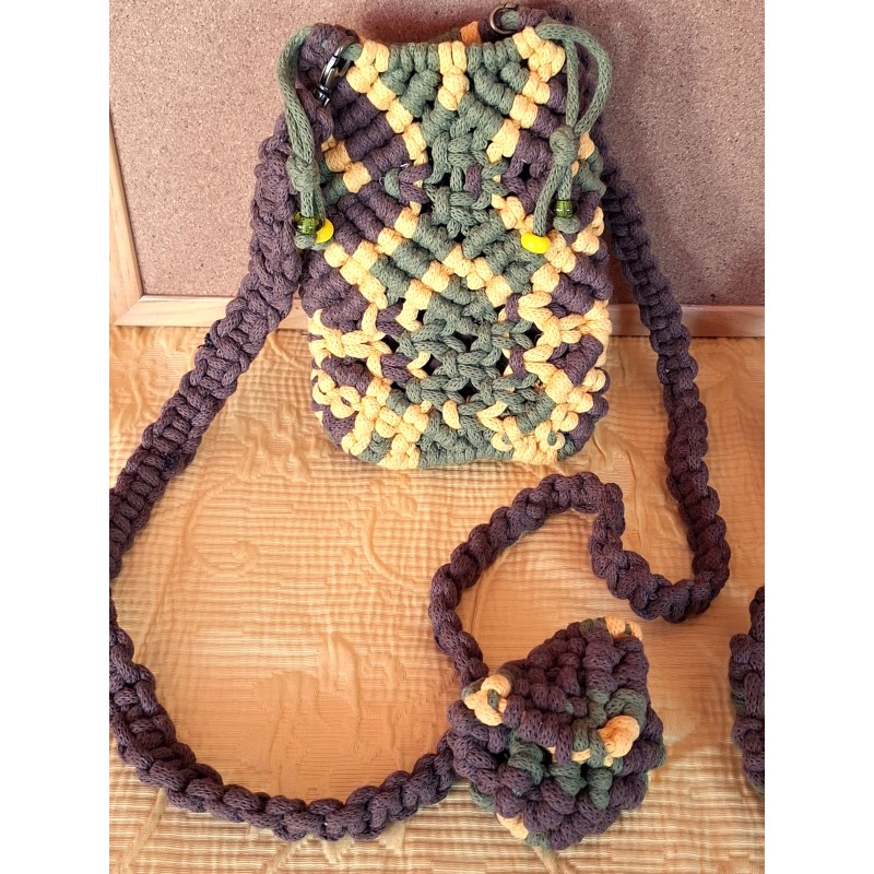Sac macramé Automne2, création Martine Portelli