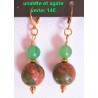 Dormeuses unakite et agate verte Espérance, création Martine Portelli