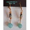 Dormeuses en jaspe dalmatien et agate Douceur, création Martine Portelli
