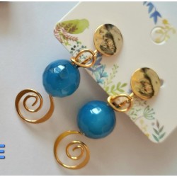 Clips d'oreilles agate blue...