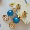 Clips d'oreilles agate blue lace Bleu Passion , création Martine Portelli