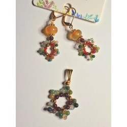 boucles d'oreilles (dormeuses) Etoile en cornaline et agate indienne