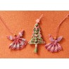 Lot de 3 décorations de Noël en macramé de coton ciré Rose
