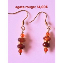 boucles d'oreilles en agate rouge Grenadine, création Martine Portelli
