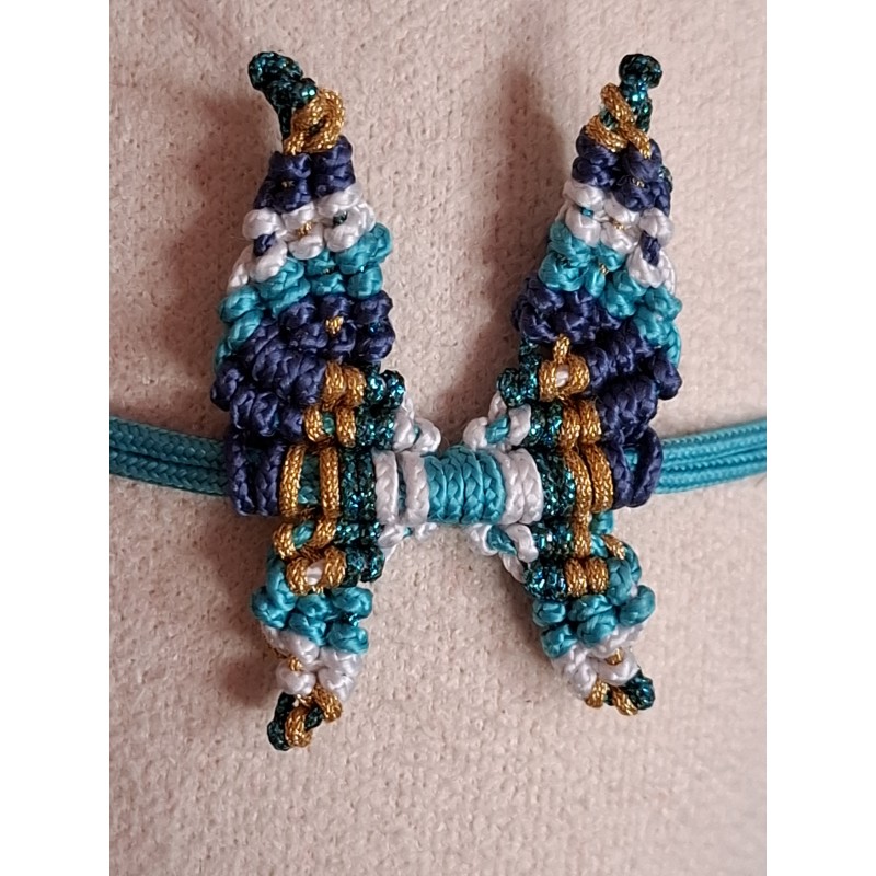 Bracelet coulissant en soie naturelle Papillon Bleu (petit format), création Martine Portelli