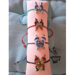 Bracelet coulissant soie macramé Papillon Ecarlate (petit format)