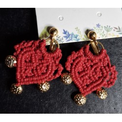 Boucles d'oreilles clips en coton ciré Valentine, création Martine Portelli