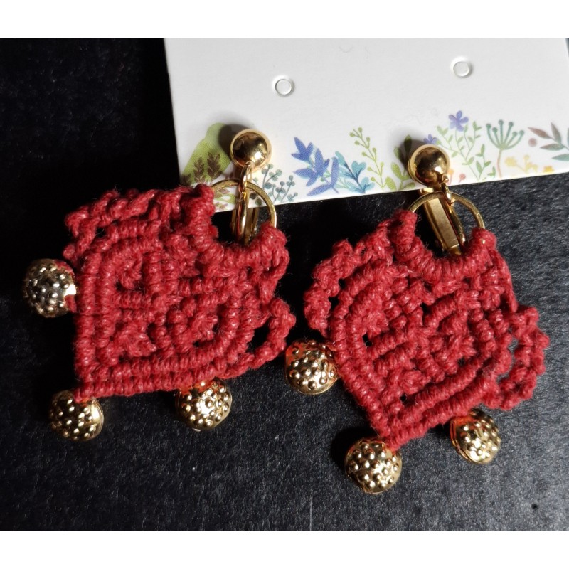 Boucles d'oreilles clips en coton ciré Valentine, création Martine Portelli