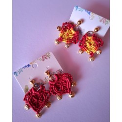 Boucles d'oreilles clips en macramé de coton ciré Valentine