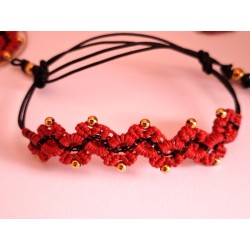 Bracelet coulissant en macramé de coton ciré Valentine