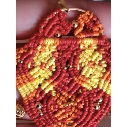 Pendentif tricolore en macramé de coton ciré Valentine