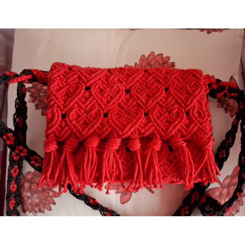 Sac en macramé de coton Valentine, création Martine Portelli