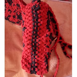 Sac "En rouge et noir" en macramé de coton, Collection Valentine