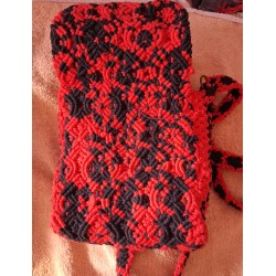 Sac "En rouge et noir" en macramé de coton, Collection Valentine