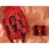 Sac "En rouge et noir" en macramé de coton, Collection Valentine