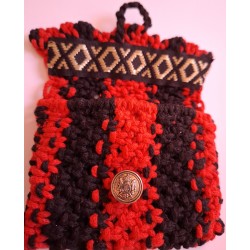 Sac "En rouge et noir" en macramé de coton, Collection Valentine