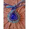 Pendentif Cléo lapis lazuli serti soie naturelle