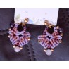 Boucles d'oreilles clips en macramé de coton ciré, soie et agates Lilas