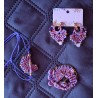 Bracelet coulissant coton ciré et soie Lilas