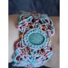 Manchette ajustable en macramé de coton ciré et Amazonite zébrée Lilou