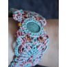 Manchette ajustable en macramé de coton ciré et Amazonite zébrée Lilou
