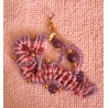 Pendentif en macramé de coton, soie et améthystes Lilas 2