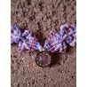Ras du cou en macramé de coton ciré et rhodochrosite Rose Inca