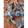 Pendentif en micro macramé de coton et gemmes Rêveries marines