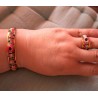 Bracelet ajustable micro macramé de coton et agate verte Melon d'eau