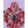 Pendentif micro macramé de coton , onyx vert et aventurine Melon d'eau