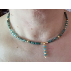 collier en jade et jaspe turquoise LAGON