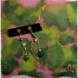 Boucles d'oreilles pierre de lune et jade PRIMAVERA