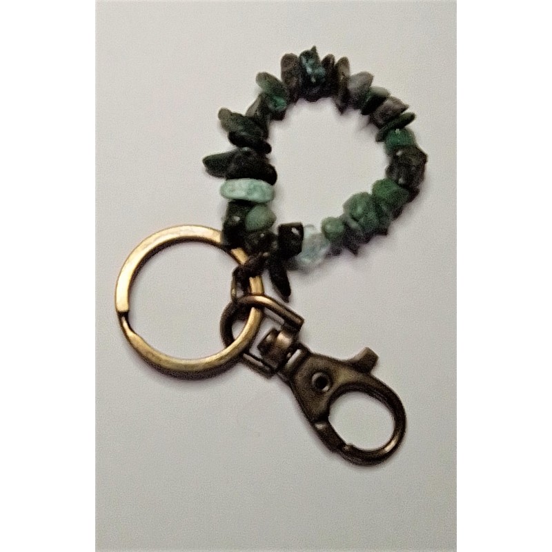 Porte-clés Africa, pierre naturelle, African jade, création Martine Portelli, Marseille